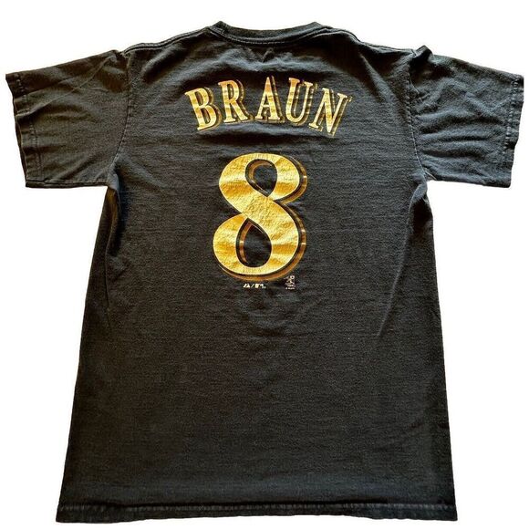 Lot Of 2-MLB Brewers Braun 8 Majestic Blue Yellow Size Small Men? Boys? See Desc - Picture 6 of 15